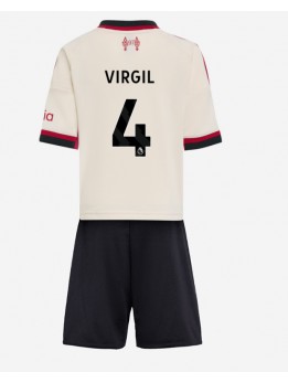 Liverpool Virgil van Dijk #4 Replika Borta Kläder Barn 2025-26 Kortärmad (+ byxor)